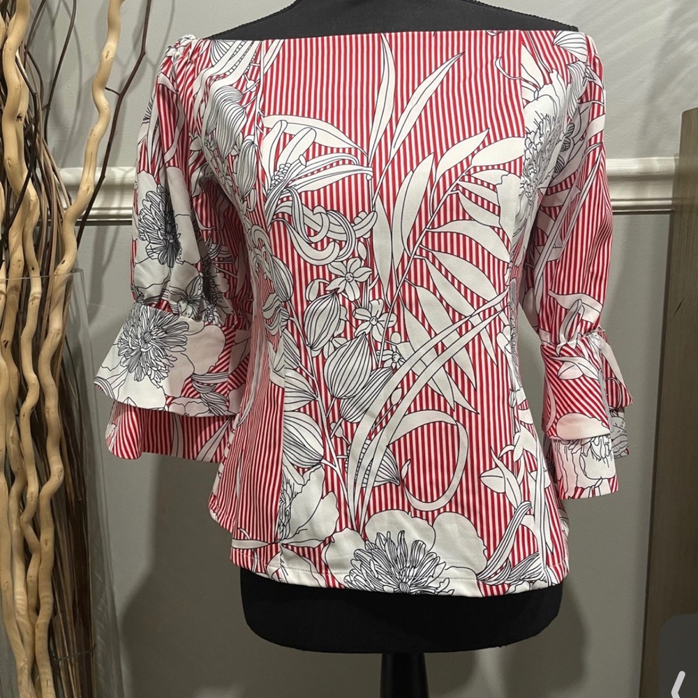 Tropical formal “off the shoulder” blouse